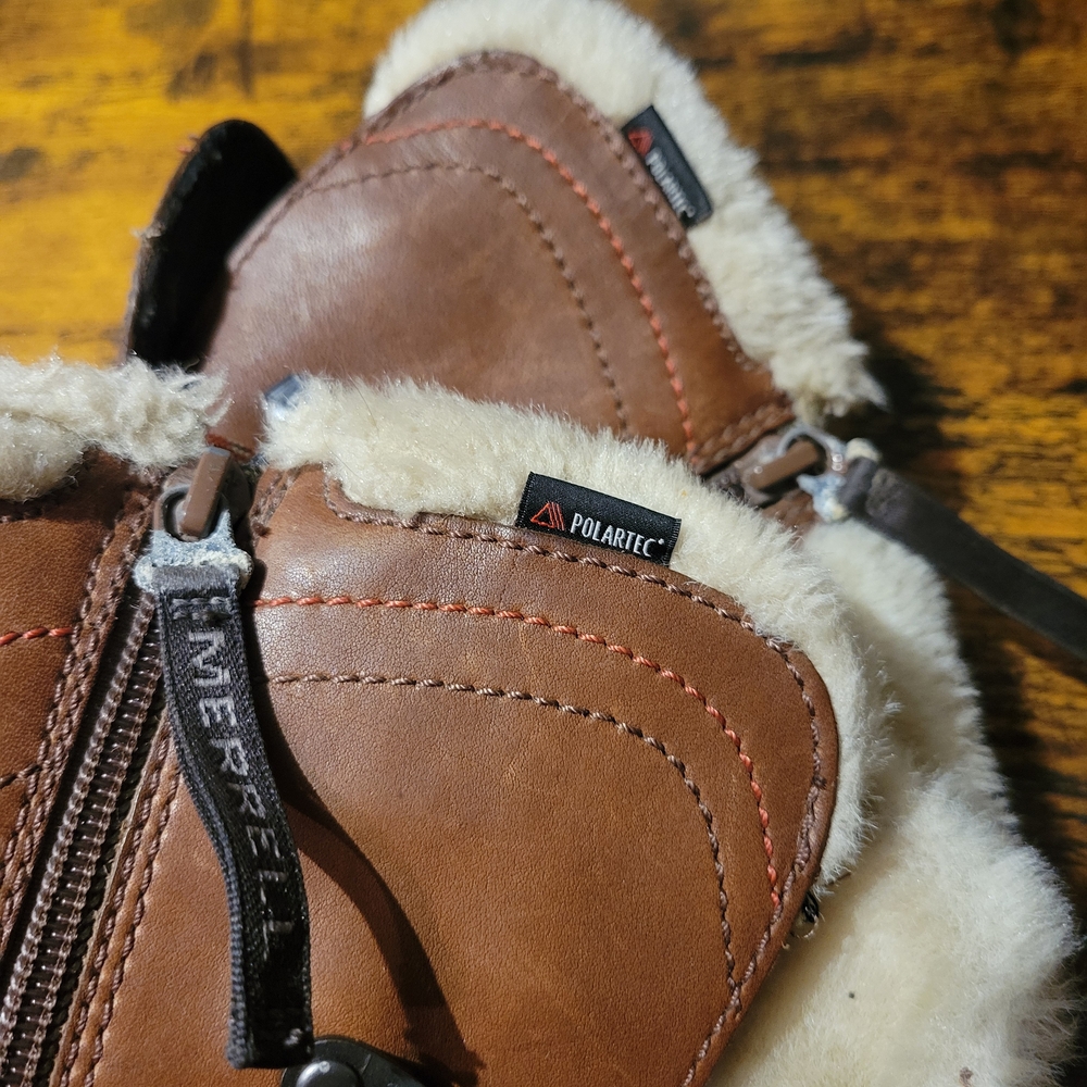 Merrell Tan Leather Lace-Up Boots - Picture 5 of 7